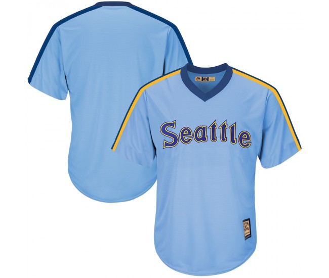 Seattle Mariners Men's Majestic Light Blue Cooperstown Cool Base Replica Team Jersey