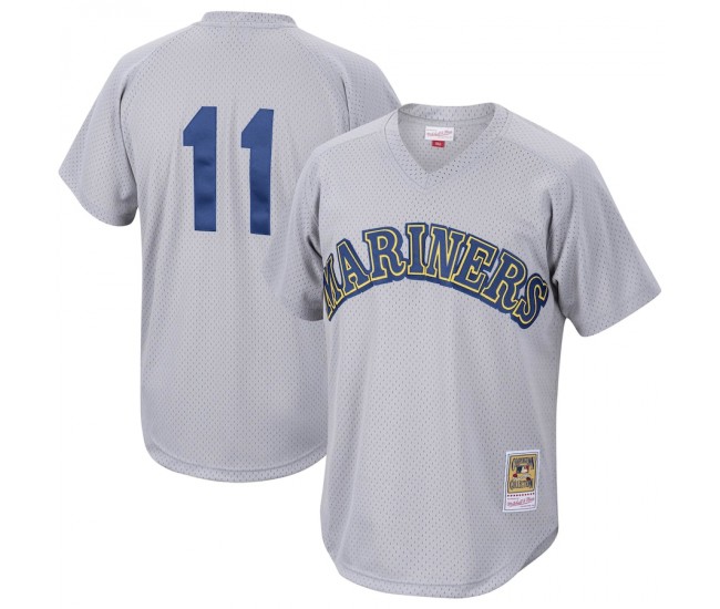 Seattle Mariners Edgar Martinez Men's Mitchell & Ness Charcoal Cooperstown Collection Mesh Batting Practice Jersey