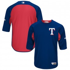 Texas Rangers Men's Majestic Royal/Red Authentic Collection On-Field 3/4-Sleeve Batting Practice Jersey