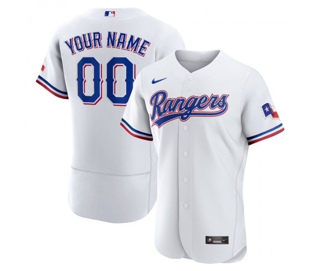 Texas Rangers Men's Nike White Home Authentic Custom Patch Jersey