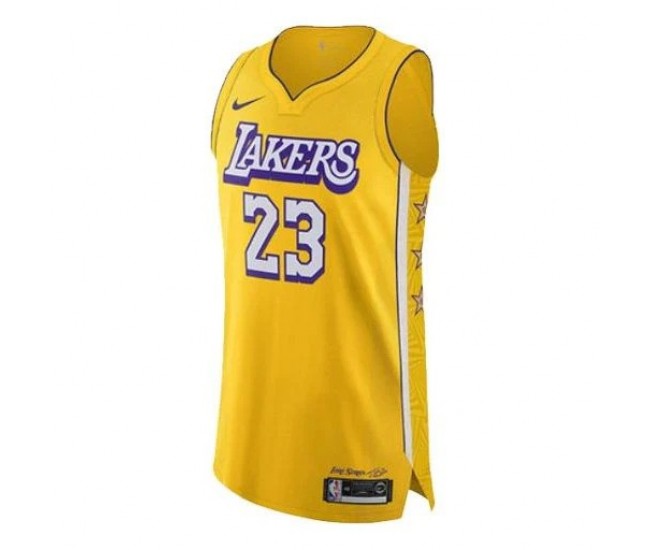Los Angeles Lakers James Nike 2023 Men Swingman City Edition Jersey Gold