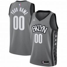 Brooklyn Nets Men's Jordan Brand Gray Swingman Custom Jersey - Statement Edition