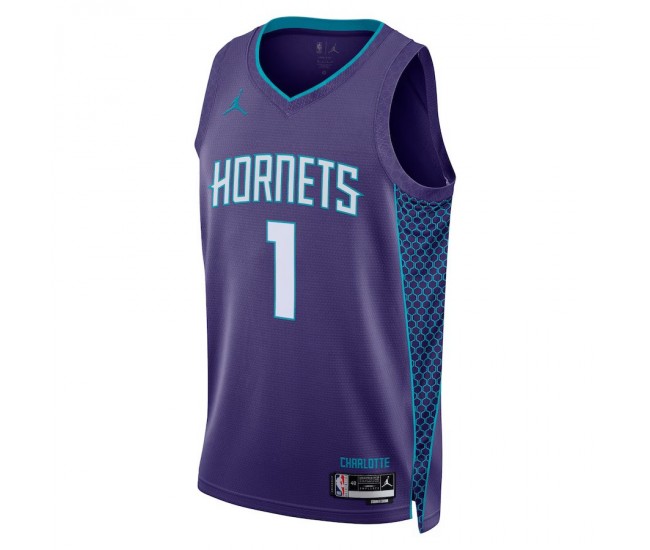 Charlotte Hornets Ball Jordan 2023 Men Swingman Statement Edition Jersey Purple