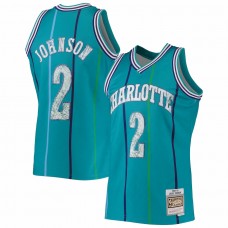 Charlotte Hornets Larry Johnson Men's Mitchell & Ness Teal 1996-97 Hardwood Classics NBA 75th Anniversary Diamond Swingman Jersey