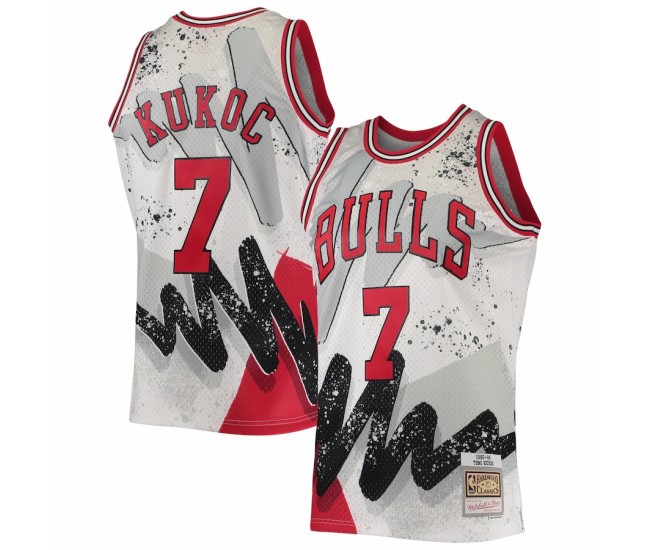 Chicago Bulls Toni Kukoc Men's Mitchell & Ness White Hardwood Classics 1995-96 Hyper Hoops Swingman Jersey