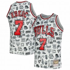 Chicago Bulls Toni Kukoc Men's Mitchell & Ness White 1997-98 Hardwood Classics Doodle Swingman Jersey