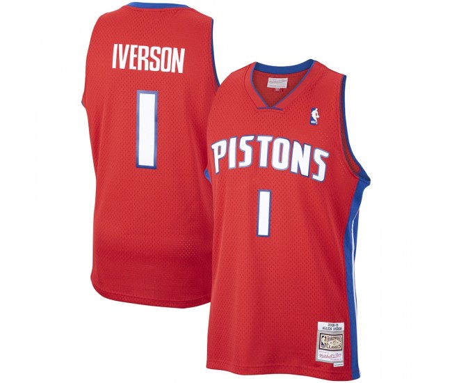 Detroit Pistons Allen Iverson Men's Mitchell & Ness Red 2008-09 Hardwood Classics Swingman Jersey