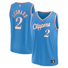LA Clippers Kawhi Leonard Men's Fanatics Branded Light Blue 2021/22 Fast Break Replica Jersey - City Edition