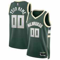 Milwaukee Bucks Men's Nike Hunter Green 2021/22 Diamond Swingman Custom Jersey - Icon Edition