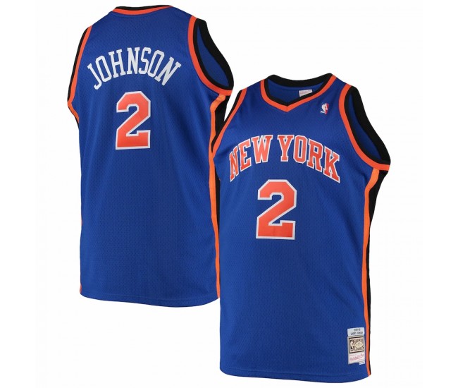 Larry Johnson New York Knicks Men's Mitchell & Ness Blue Big & Tall Hardwood Classics Swingman Jersey