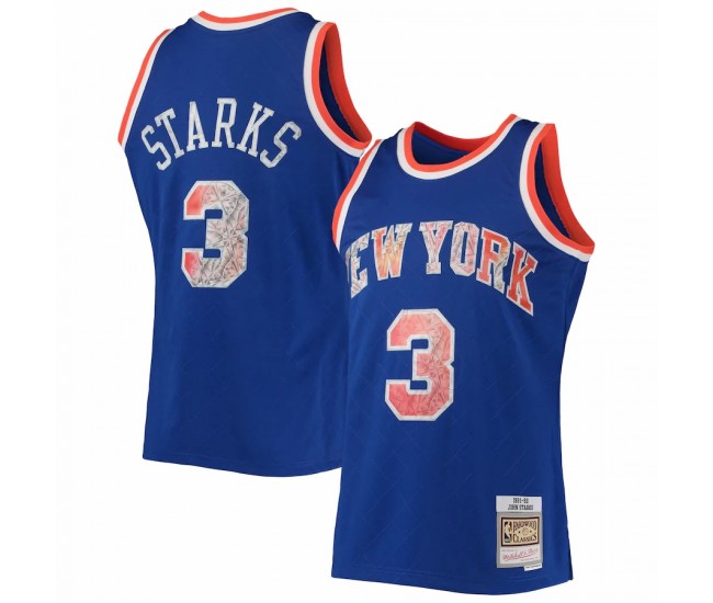 New York Knicks John Starks Men's Mitchell & Ness Blue 1996-97 Hardwood Classics NBA 75th Anniversary Diamond Swingman Jersey