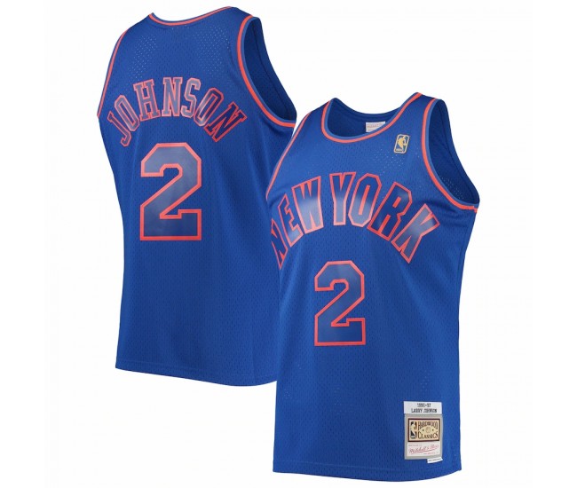 New York Knicks Larry Johnson Men's Mitchell & Ness Blue 1996-97 Hardwood Classics Swingman Jersey