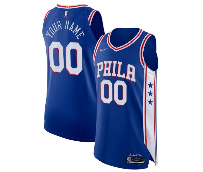 Philadelphia 76ers Men's Nike Royal 2021/22 Diamond Swingman Authentic Custom Jersey - Icon Edition