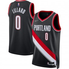 Portland Trail Blazers Damian Lillard Men's Nike Black 2021/22 Diamond Swingman Jersey - Icon Edition