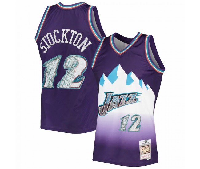 Utah Jazz John Stockton Men's Mitchell & Ness Purple 1996-97 Hardwood Classics NBA 75th Anniversary Diamond Swingman Jersey
