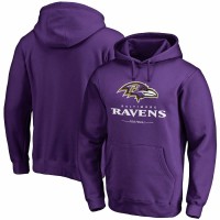 Baltimore Ravenss Men's Fanatics Branded Purple Logo Team Lockup Fitted Pullover Hoodie