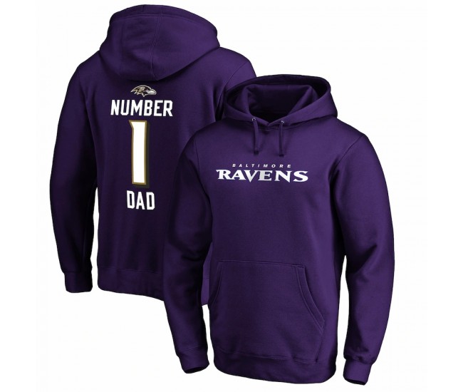 Baltimore Ravens Men's NFL Pro Line by Fanatics Branded Purple #1 Dad Pullover Hoodie
