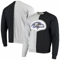 Baltimore Ravens Men's Refried Apparel Black/Heather Gray Sustainable Split Center Pullover Sweatshirt