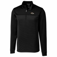 Baltimore Ravens Men's Cutter & Buck Black Traverse Stripe Quarter-Zip Pullover Jacket