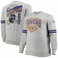 Baltimore Ravens Men's Mitchell & Ness Heathered Gray Big & Tall Allover Print Pullover Sweatshirt