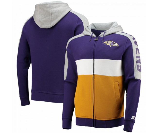 Baltimore Ravens Men's Starter Purple/Gold Playoffs Color Block Full-Zip Hoodie