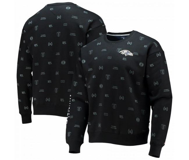 Baltimore Ravens Men's Tommy Hilfiger Black Reid Graphic Pullover Sweatshirt