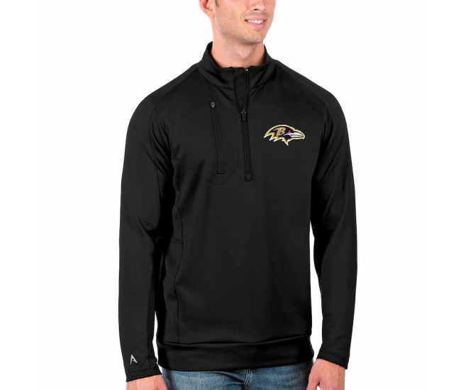 Baltimore Ravens Men's Antigua Black Generation Quarter-Zip Pullover Jacket