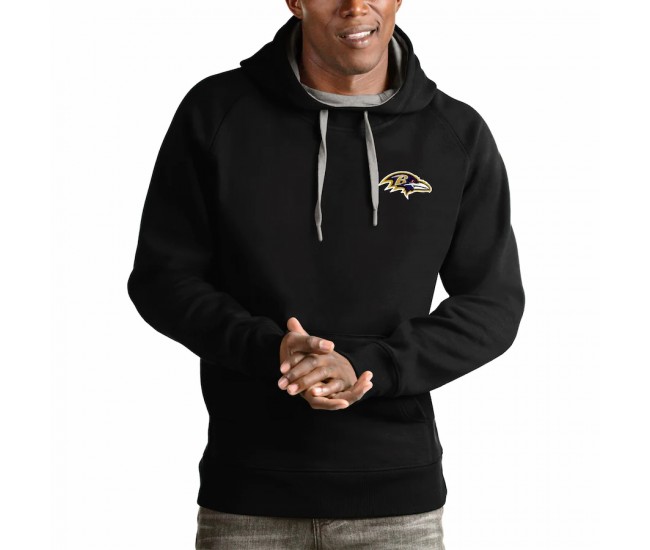 Baltimore Ravens Men's Antigua Black Logo Victory Pullover Hoodie