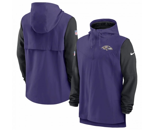 Baltimore Ravens Men's Nike Purple/Black Sideline Player Quarter-Zip Hoodie