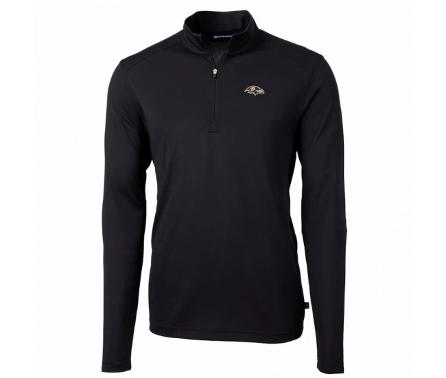 Baltimore Ravens Men's Cutter & Buck Black Big & Tall Virtue Eco Pique Quarter-Zip Pullover Jacket