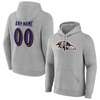 Baltimore Ravens Men's Fanatics Branded Heathered Gray Team Authentic Custom Pullover Hoodie