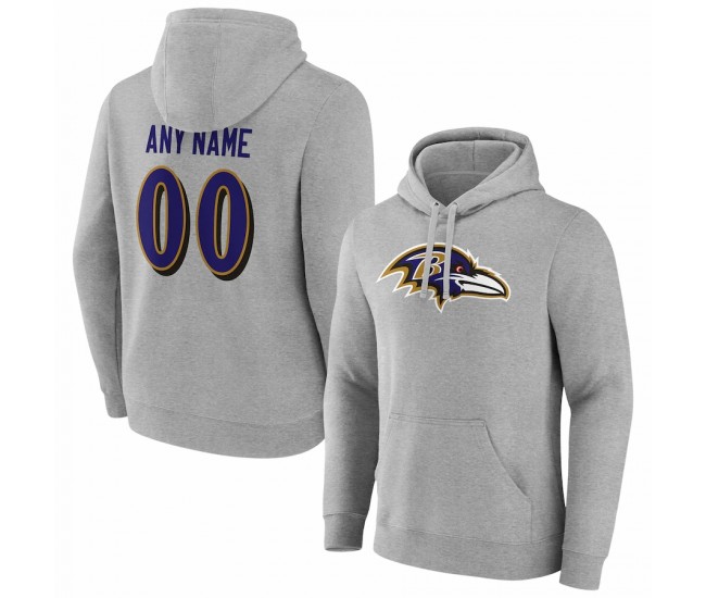 Baltimore Ravens Men's Fanatics Branded Heathered Gray Team Authentic Custom Pullover Hoodie