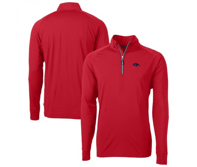 Baltimore Ravens Men's Cutter & Buck Red Team Adapt Eco Knit Hybrid Recycled Quarter-Zip Pullover Top