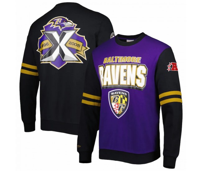 Baltimore Ravens Men's Mitchell & Ness Purple All Over 2.0 Pullover Sweatshirt
