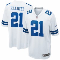 Dallas Cowboys Ezekiel Elliott Men's Nike White Game Jersey