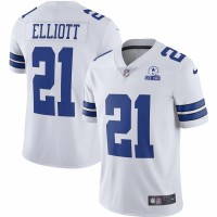 Dallas Cowboys Ezekiel Elliott Men's Nike White 60th Anniversary Limited Jersey
