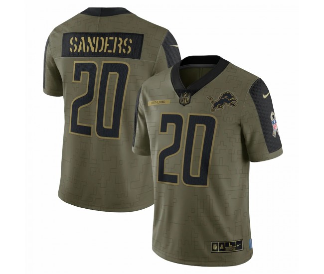Detroit Lions Barry Sanders Men's Nike Olive 2021 Salute To Service Retired Player Limited Jersey