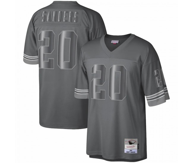 Detroit Lions Barry Sanders Men's Mitchell & Ness Charcoal 1996 Retired Player Metal Legacy Jersey