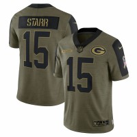 Green Bay Packers Bart Starr Men's Nike Olive 2021 Salute To Service Retired Player Limited Jersey
