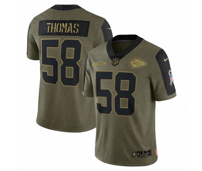 Kansas City Chiefs Derrick Thomas Men's Nike Olive 2021 Salute To Service Retired Player Limited Jersey