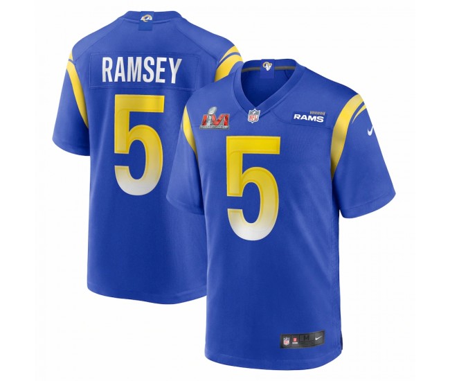 Los Angeles Rams Jalen Ramsey Men's Nike Royal Super Bowl LVI Game Patch Jersey