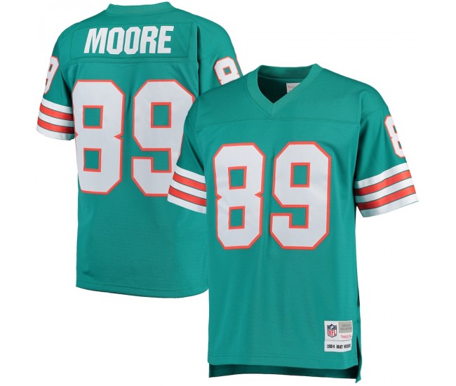 Miami Dolphins Nat Moore Men's Mitchell & Ness Aqua 1984 Retired Player Legacy Replica Jersey