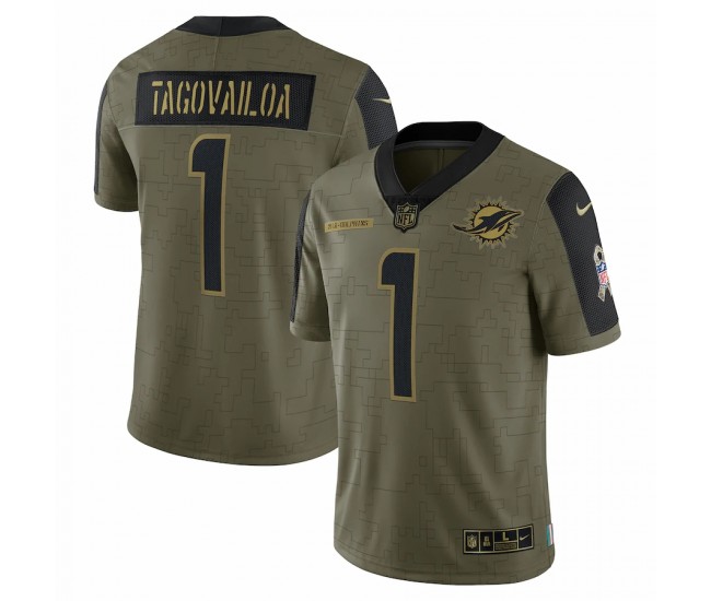 Miami Dolphins Tua Tagovailoa Men's Nike Olive 2021 Salute To Service Limited Player Jersey