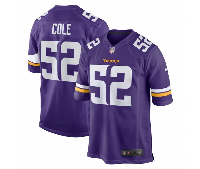 Minnesota Vikings Mason Cole Men's Nike Purple Game Jersey