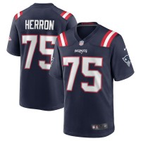 New England Patriots Justin Herron Men's Nike Navy Team Game Jersey