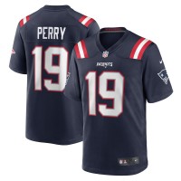 New England Patriots Malcolm Perry Men's Nike Navy Game Player Jersey