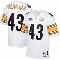 Pittsburgh Steelers Troy Polamalu Men's Mitchell & Ness White 2005 Authentic Throwback Retired Player Jersey