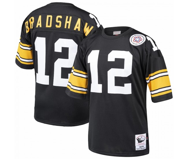 Pittsburgh Steelers Terry Bradshaw Men's Mitchell & Ness Black 1975 Authentic Throwback Retired Player Jersey