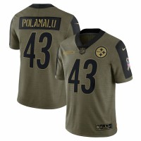 Pittsburgh Steelers Troy Polamalu Men's Nike Olive 2021 Salute To Service Retired Player Limited Jersey