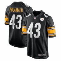 Pittsburgh Steelers Troy Polamalu Men's Nike Black Retired Player Game Jersey